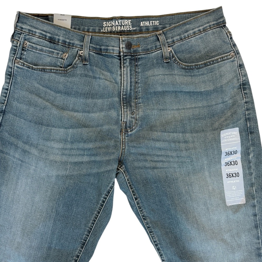 Signature by Levi Strauss Athletic Jeans Mens 36x30 Blue Medium Wash Denim